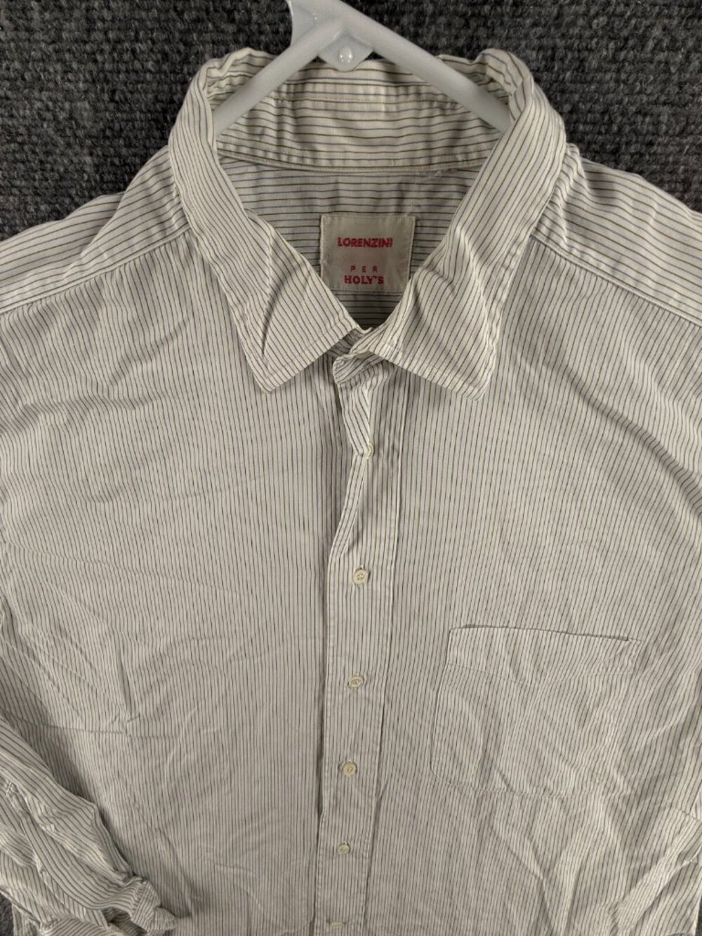 Lorenzini Per Holy’s Button Up Shirt Striped Blue Green White Long Sleeve 16.5